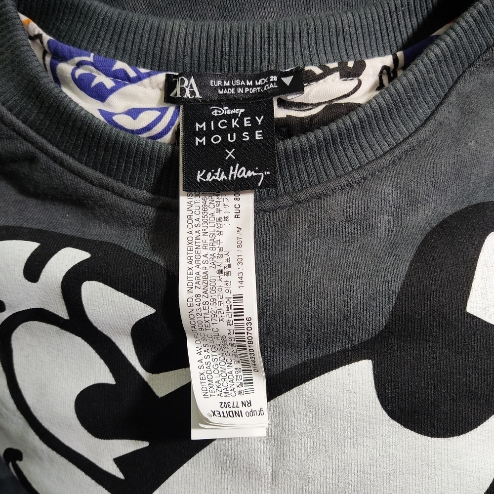 Zara Disney Keith Haring Reversible Mickey Mouse Sweatshirt M NEW No Tags - Picture 9 of 15